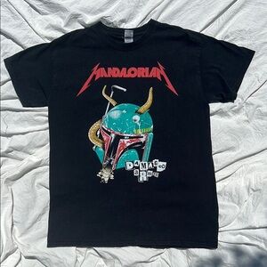 Black Mandalorian Damaged Inc Graphic T-Shirt